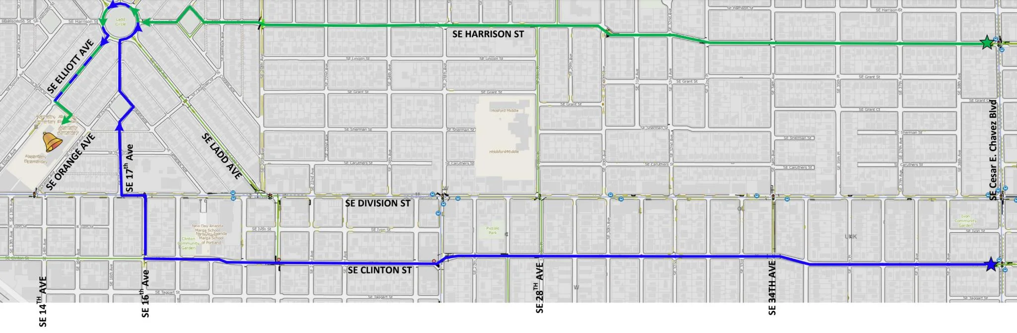 Abernethy Bike Bus Route Map