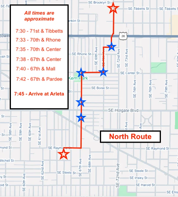Arleta Bike Bus Route Map