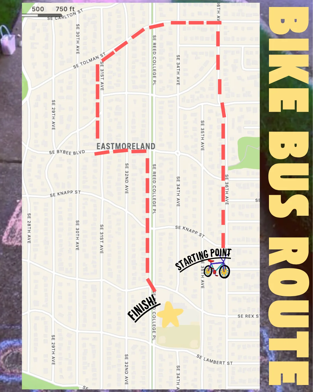 Duniway Bike Bus Route Map