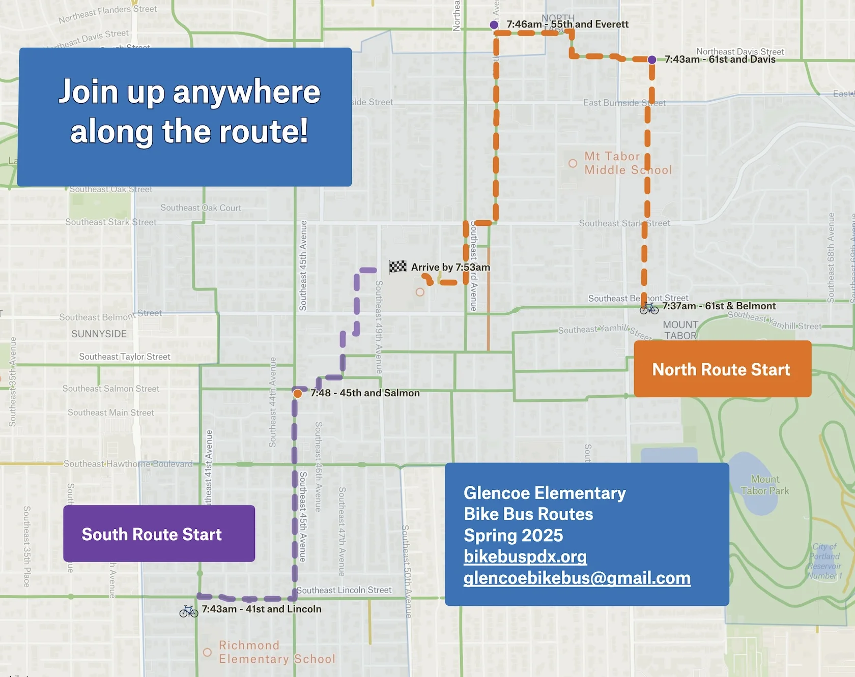 Glencoe Bike Bus Route Map