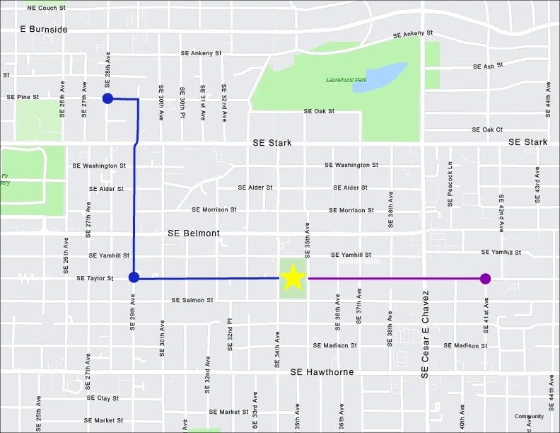 Sunnyside Bike Bus Route Map