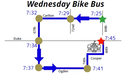Woodmere Bike Bus Route Map