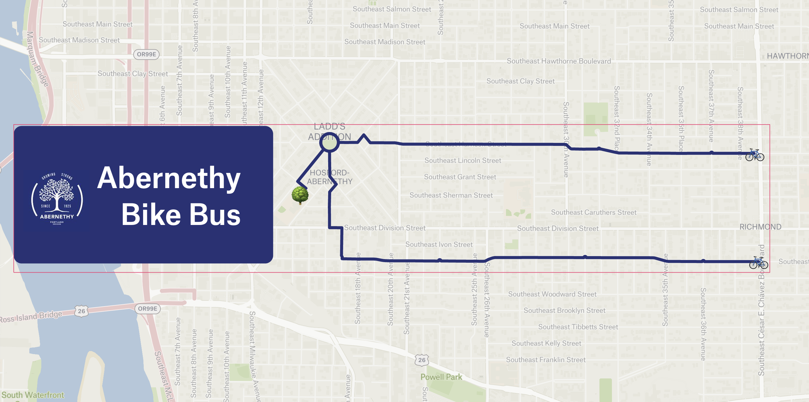 Abernethy Bike Bus Route Map