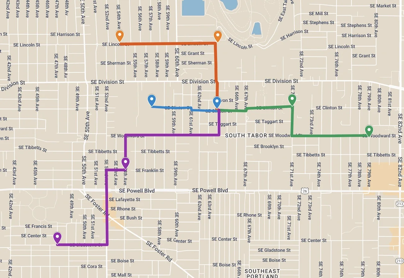 Atkinson Bike Bus Route Map