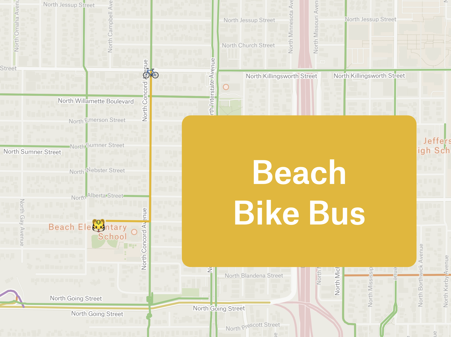 Beach Bike Bus Route Map
