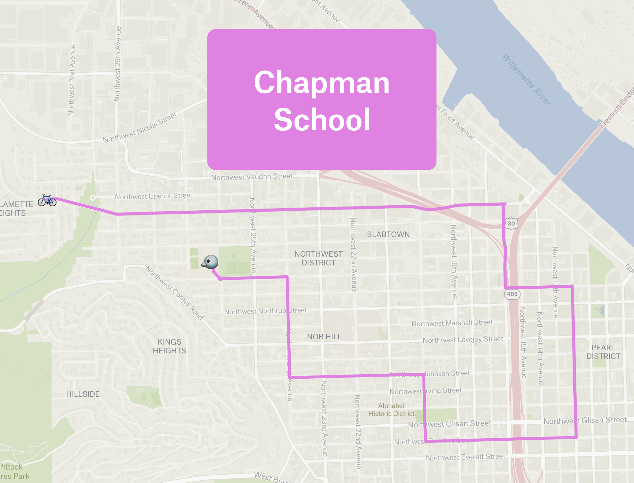 Chapman Bike Bus Route Map