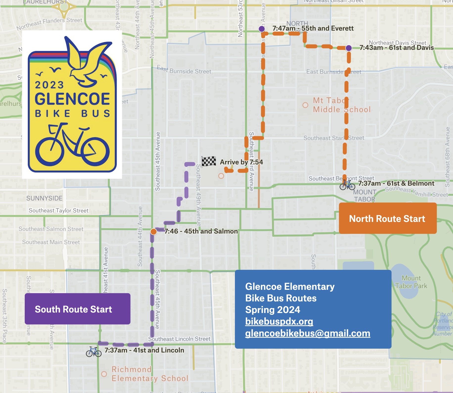 Glencoe Bike Bus Route Map