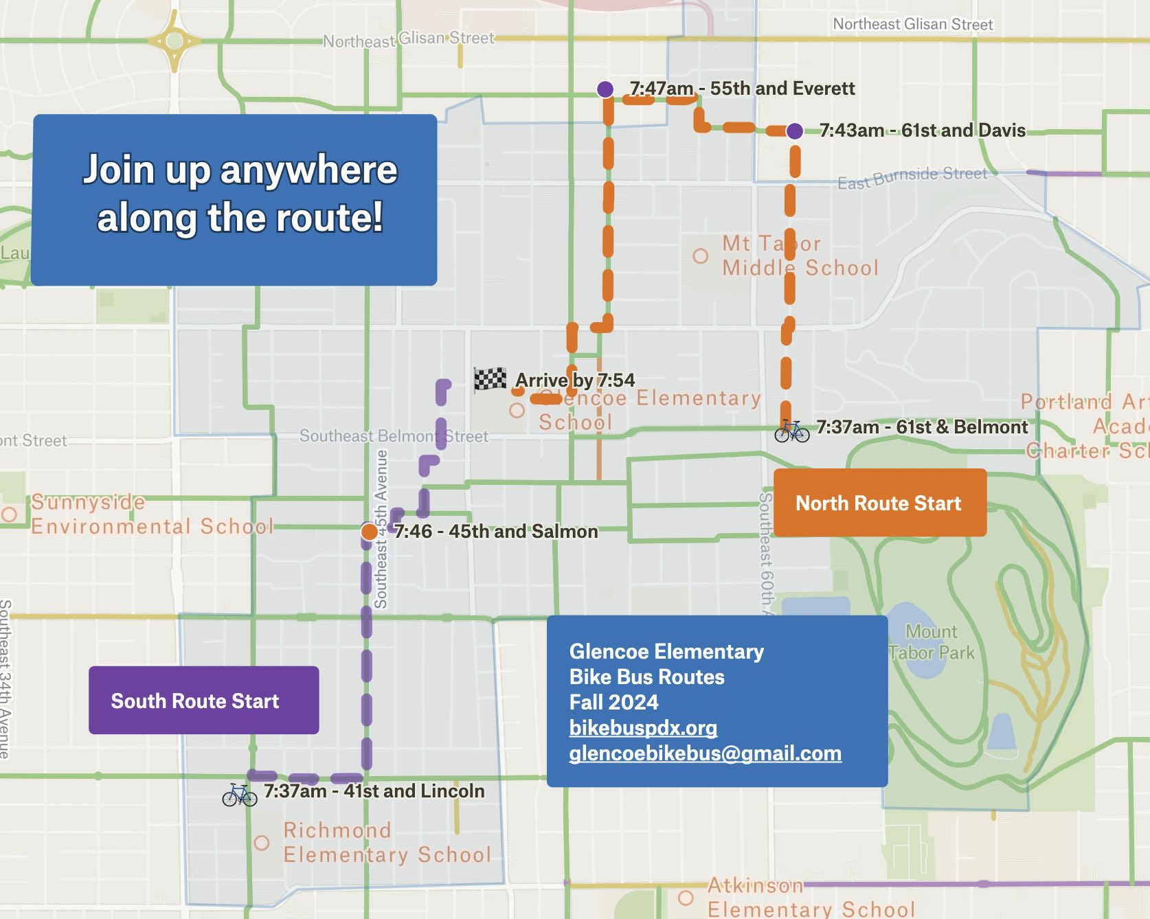 Glencoe Bike Bus Route Map