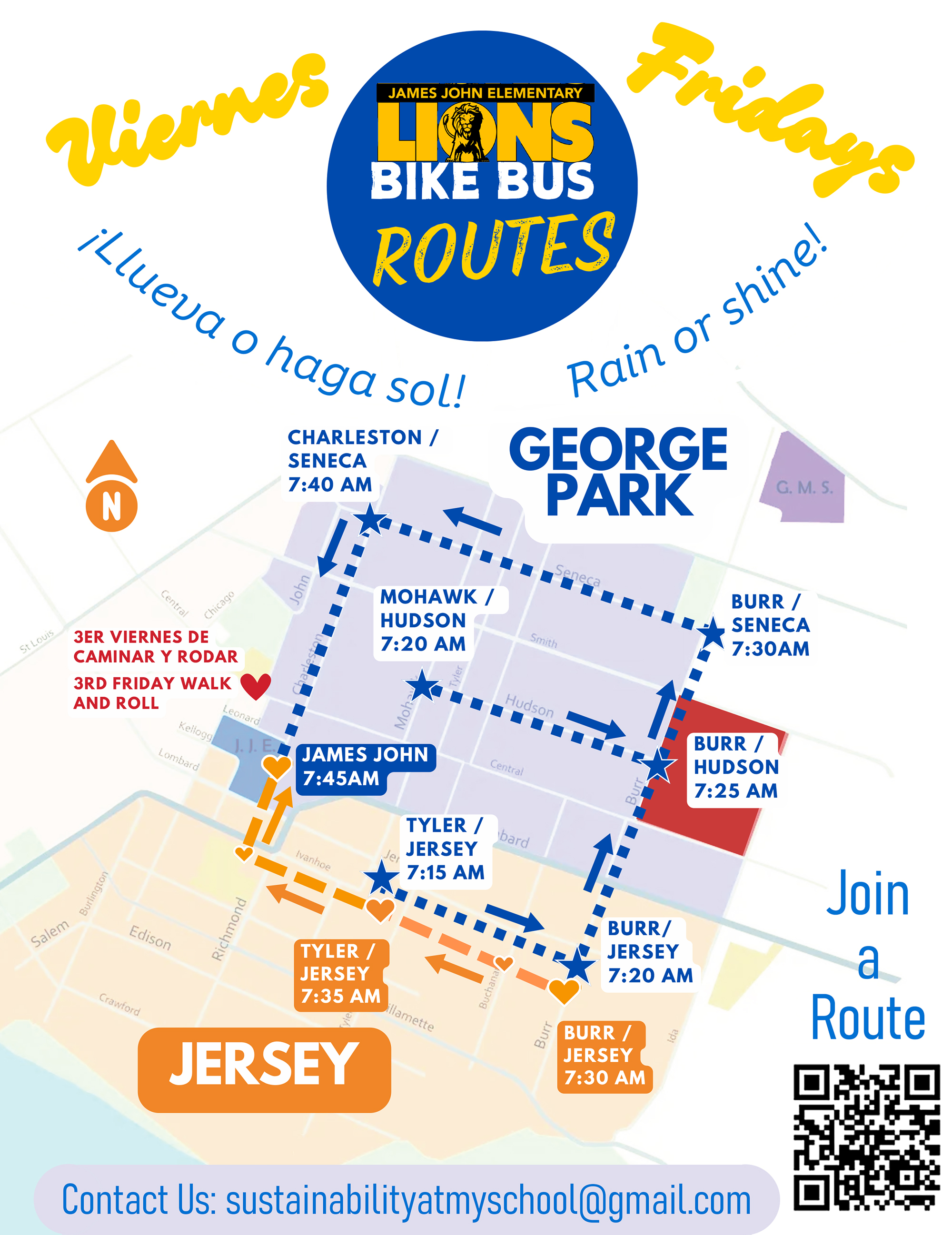 James John Bike Bus Route Map (English)