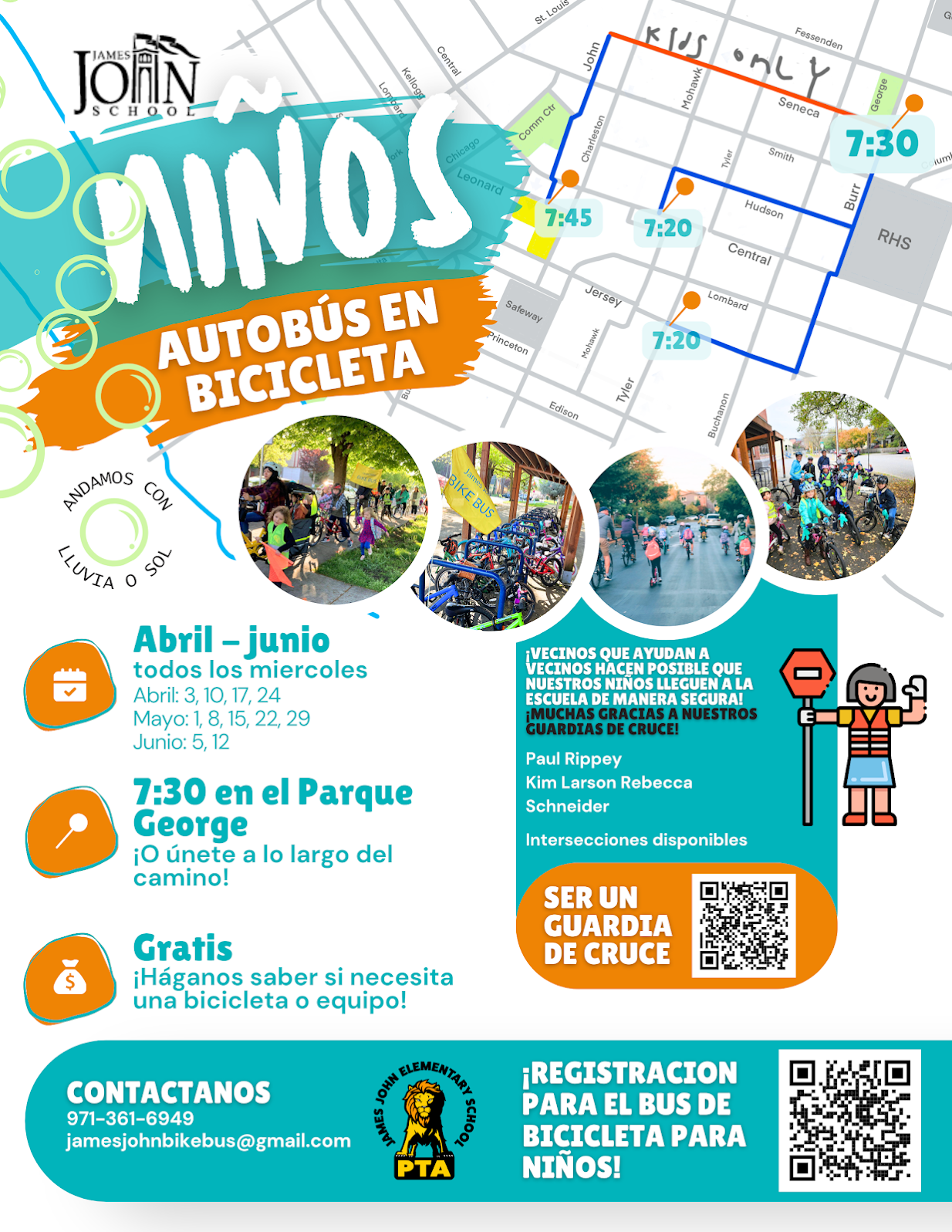 James John Bike Bus Route Map (Spanish)