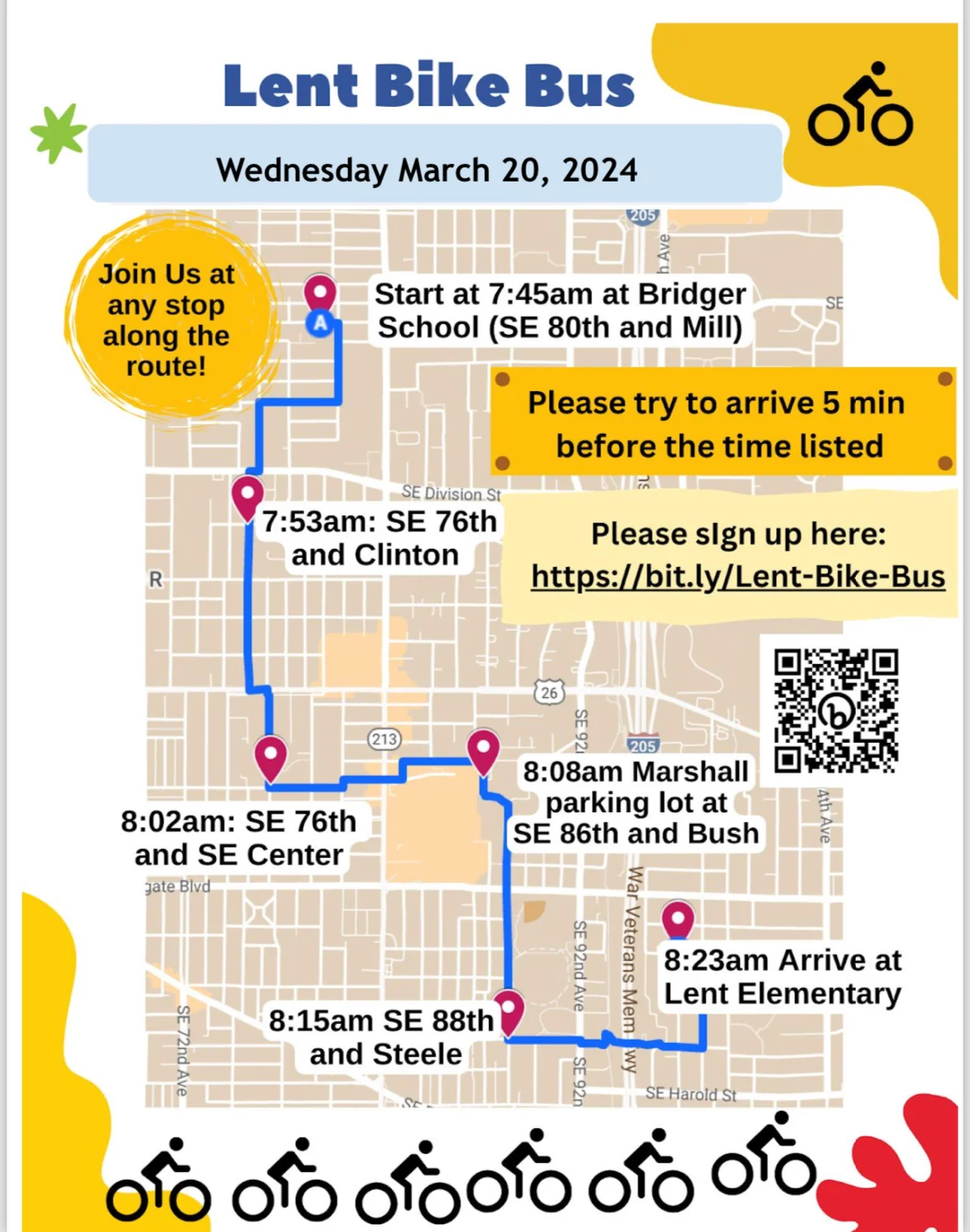 Lent Bike Bus Route Map