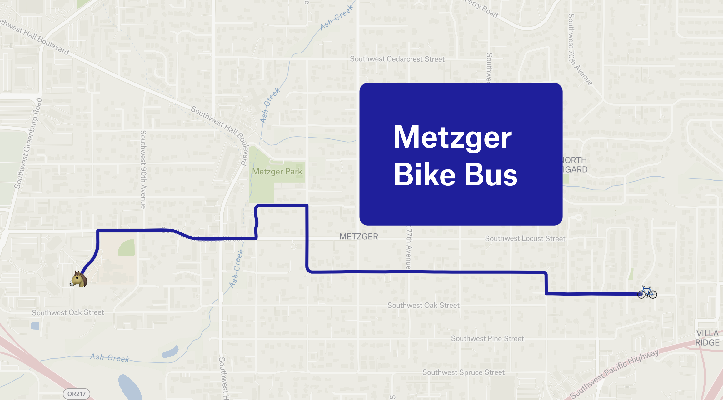 Metzger Bike Bus Route Map